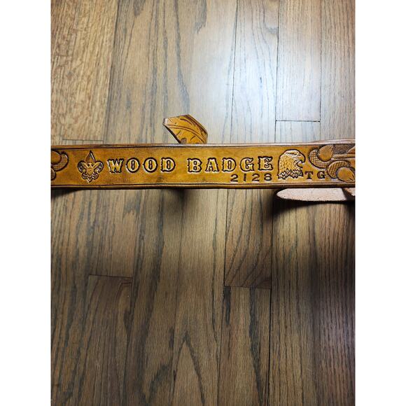 leather belt is a commemorative item from Wood Badge